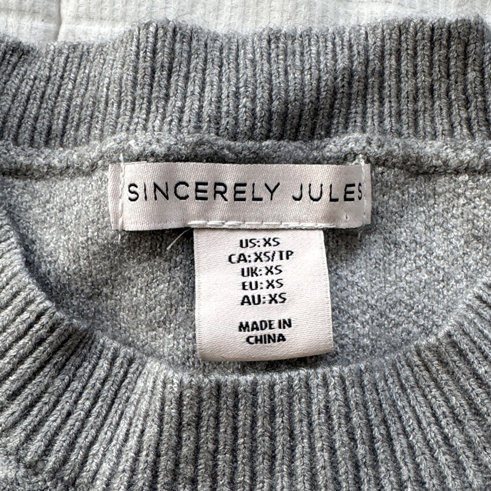 Sincerely Jules cropped grey and white checkered bow sweater, size XS - Picture 7 of 7